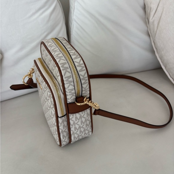 Michael Kors Beige Logo Crossbody with Brown Trim - Picture 3 of 5